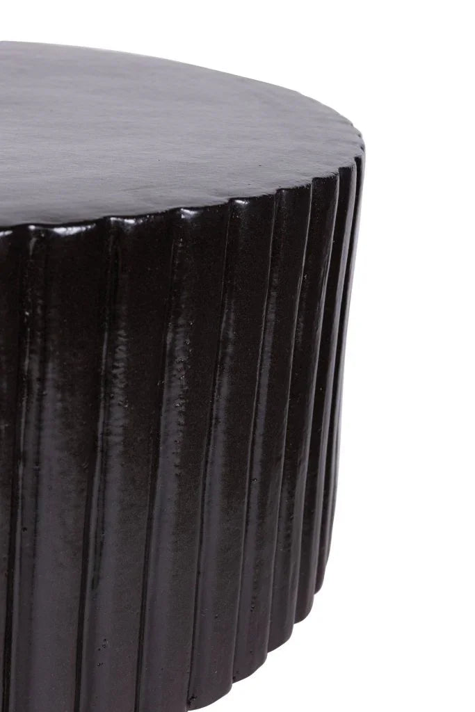 Flute Ceramic Round Patio Accent Table