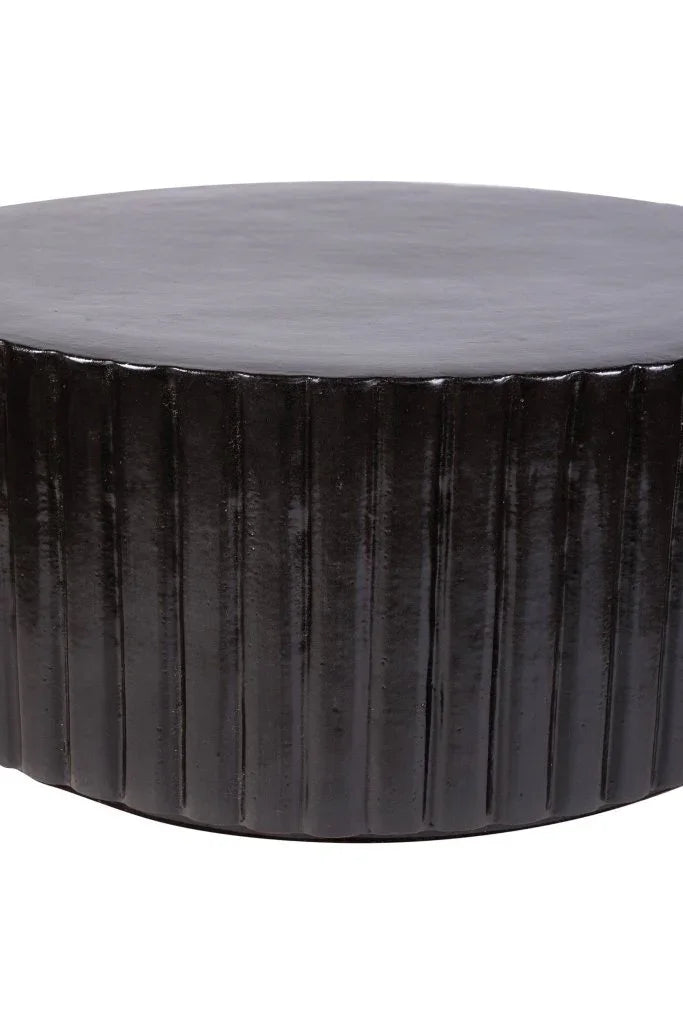 Flute Ceramic Round Patio Accent Table