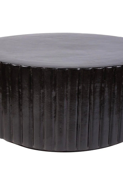 Flute Ceramic Round Patio Accent Table