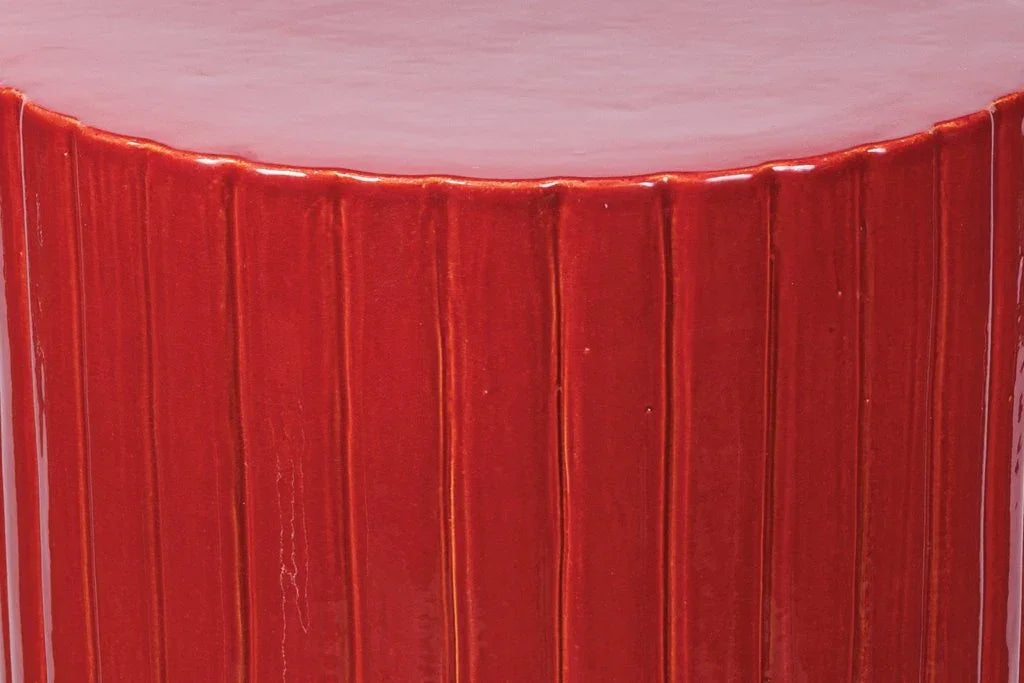 Flute Ceramic Round Patio Accent Table
