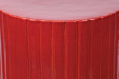Flute Ceramic Round Patio Accent Table