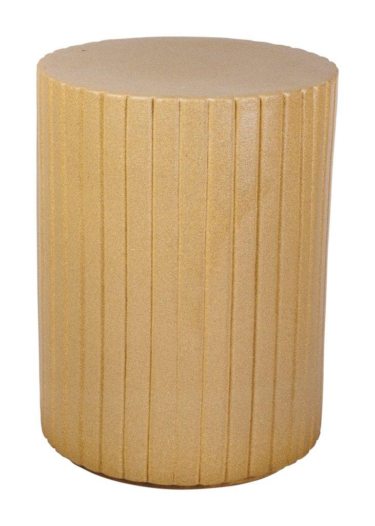 Flute Ceramic Round Patio Accent Table
