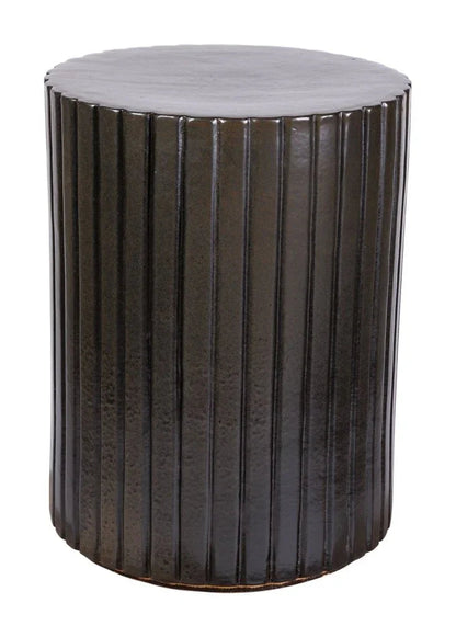 Flute Ceramic Round Patio Accent Table