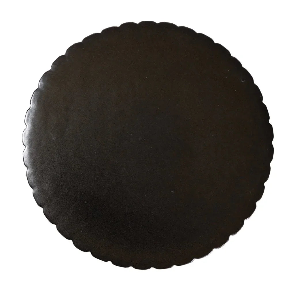 Flute Ceramic Round Patio Accent Table