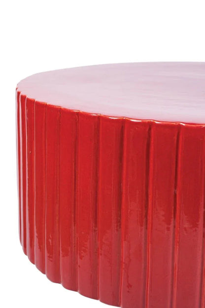 Flute Ceramic Round Patio Accent Table