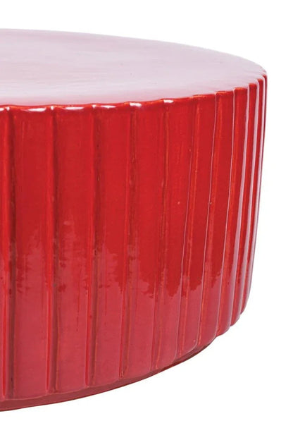Flute Ceramic Round Patio Accent Table