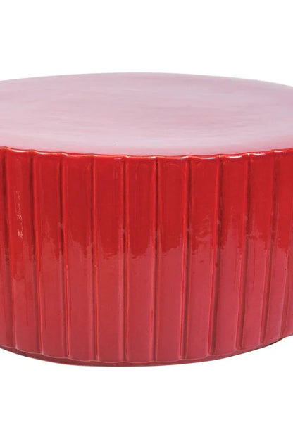 Flute Ceramic Round Patio Accent Table
