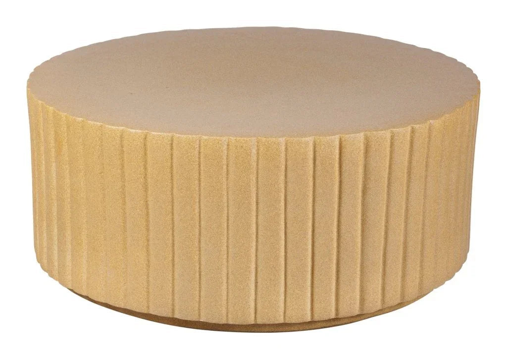 Flute Ceramic Round Patio Accent Table