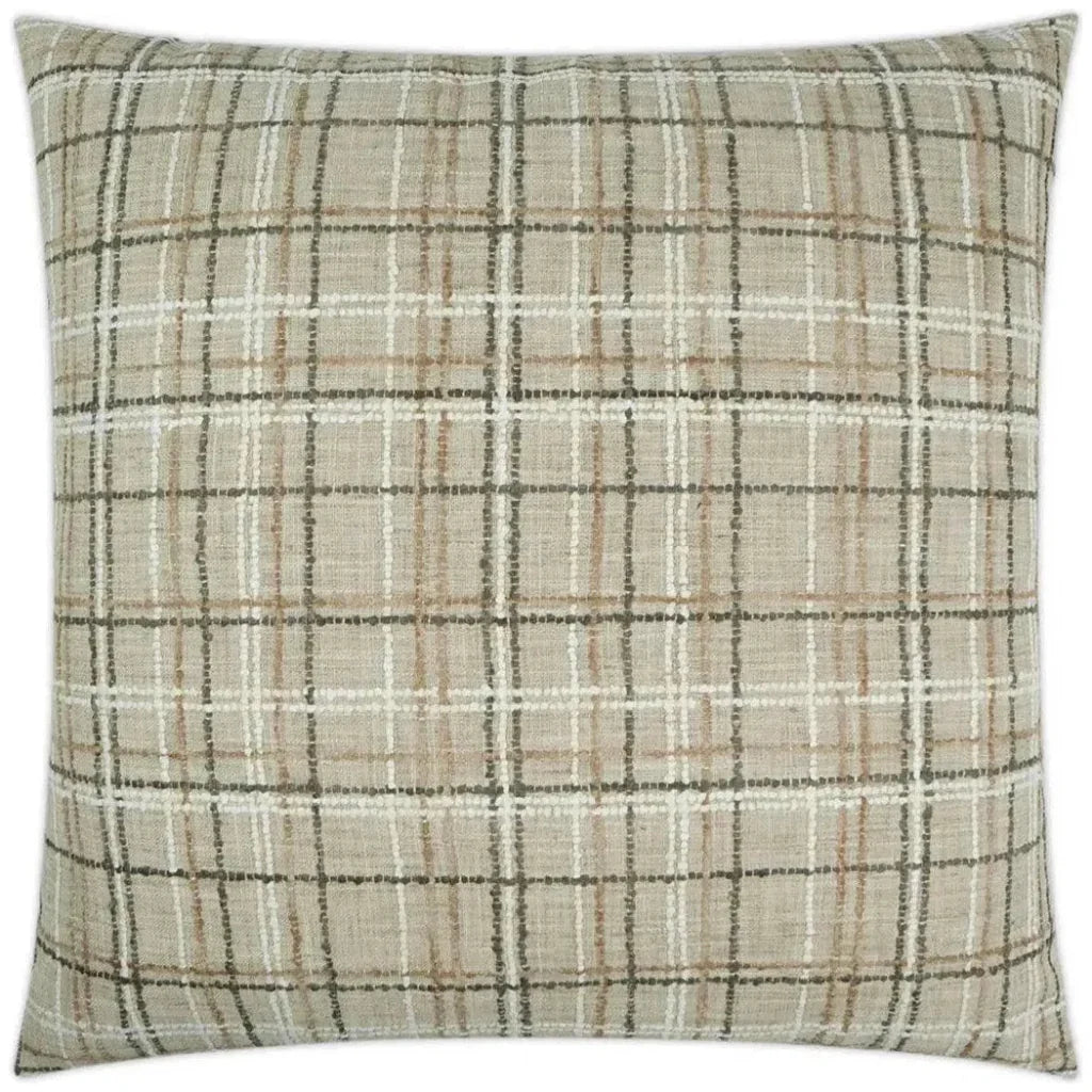 Foothills Plaid Check Taupe Large Throw Pillow Insert