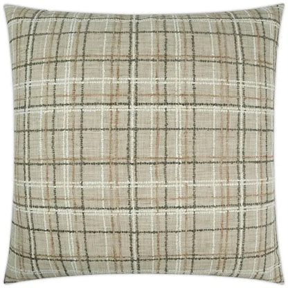 Foothills Plaid Check Taupe Large Throw Pillow Insert