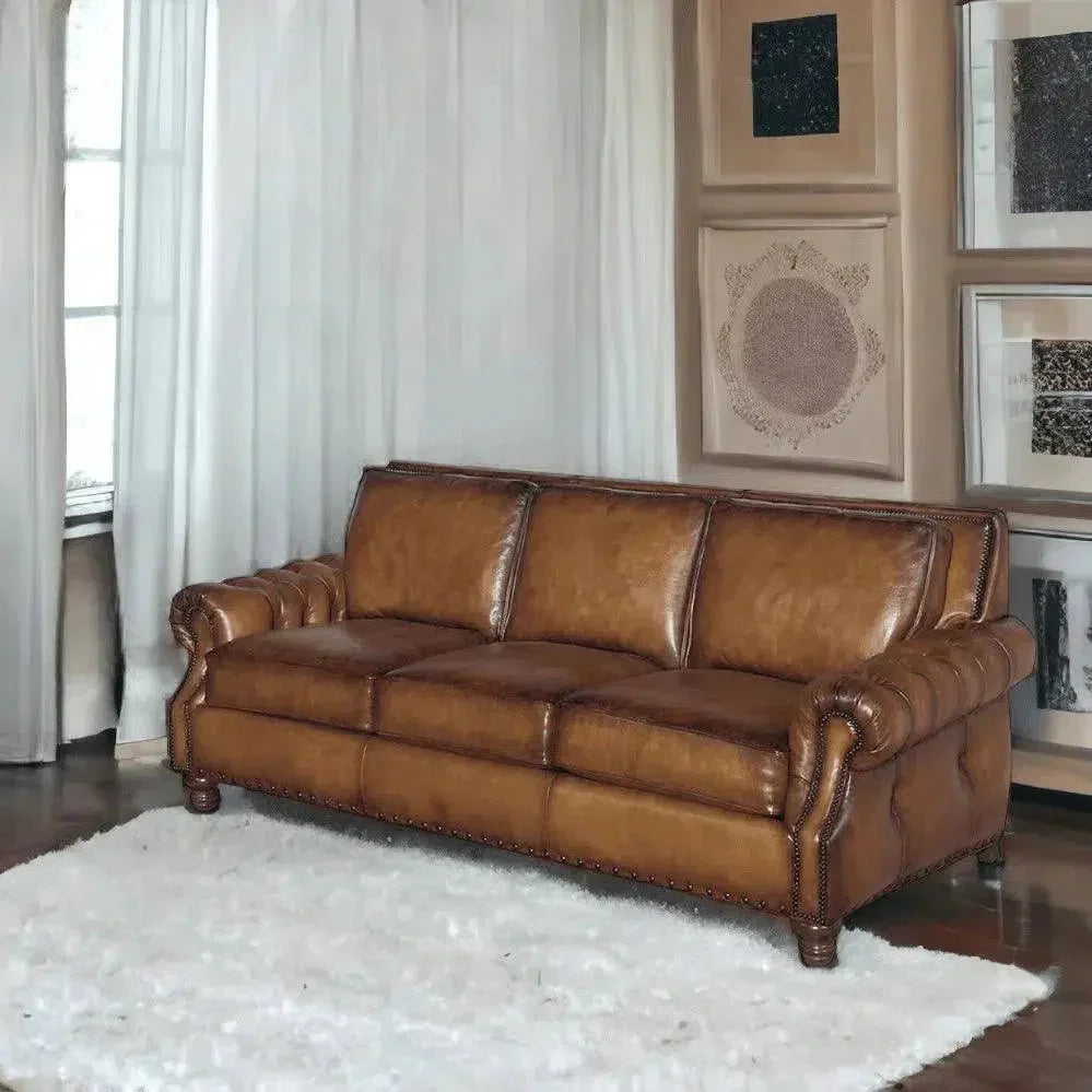 Frontier Leather Couch Made in the USA