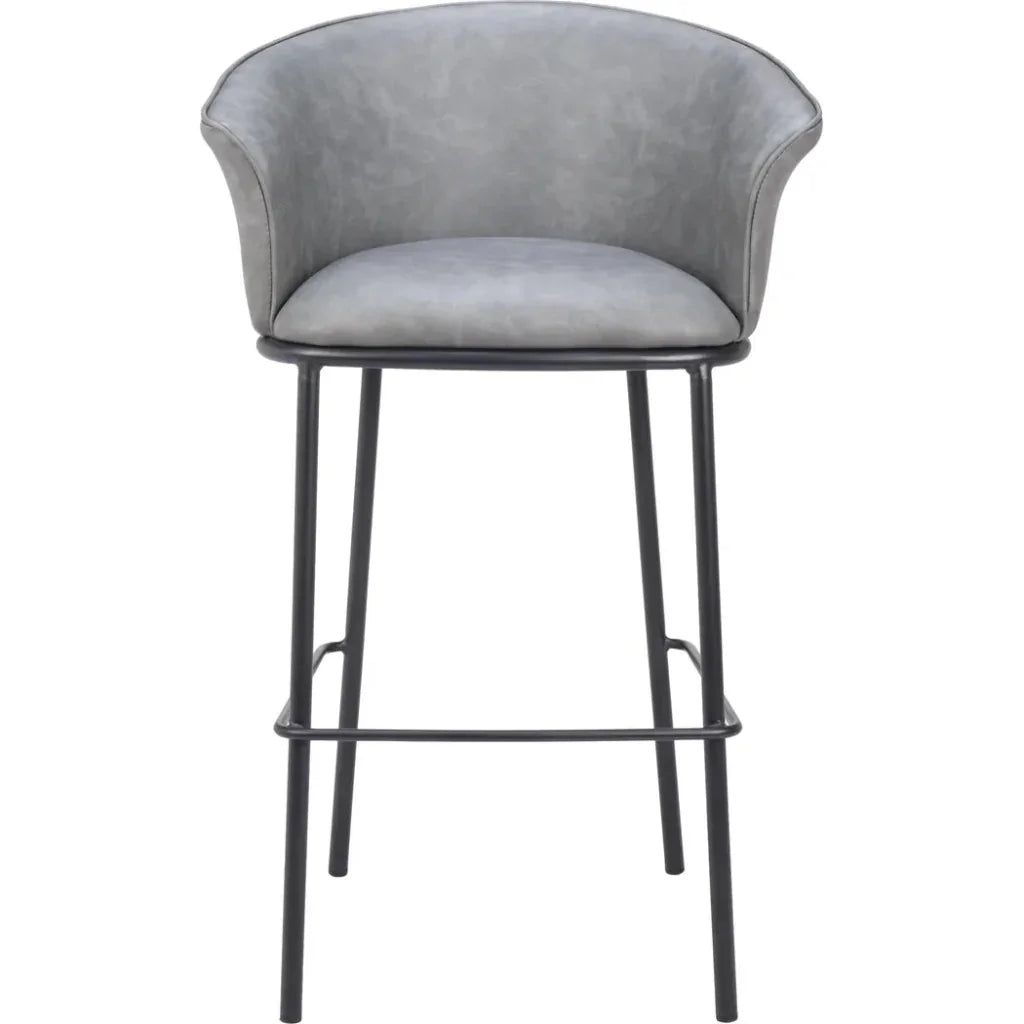 Garston Gray Faux Leather Barstool
