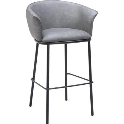 Garston Gray Faux Leather Barstool