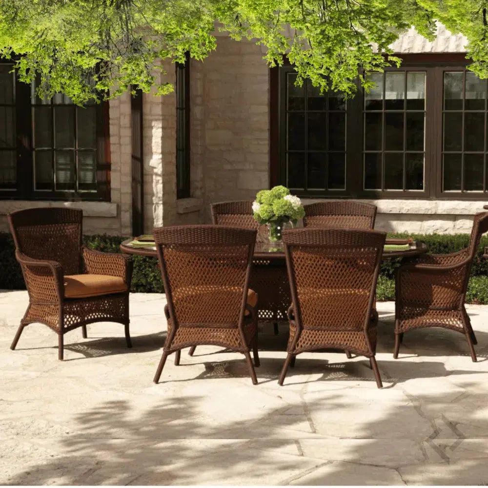 Grand Traverse Outdoor Oval Dining Table Umbrella Hole