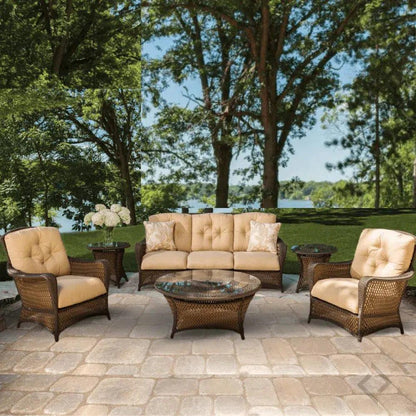 Grand Traverse Outdoor Round End Table Glass