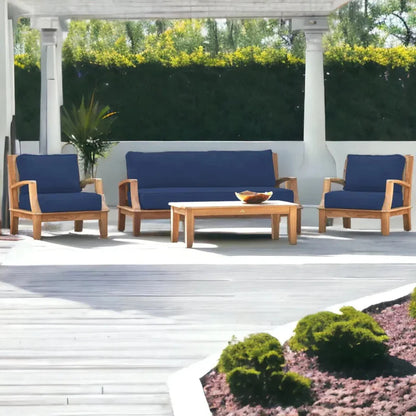 Grande Teak Deep Outdoor Couch with Sunbrella Cushions