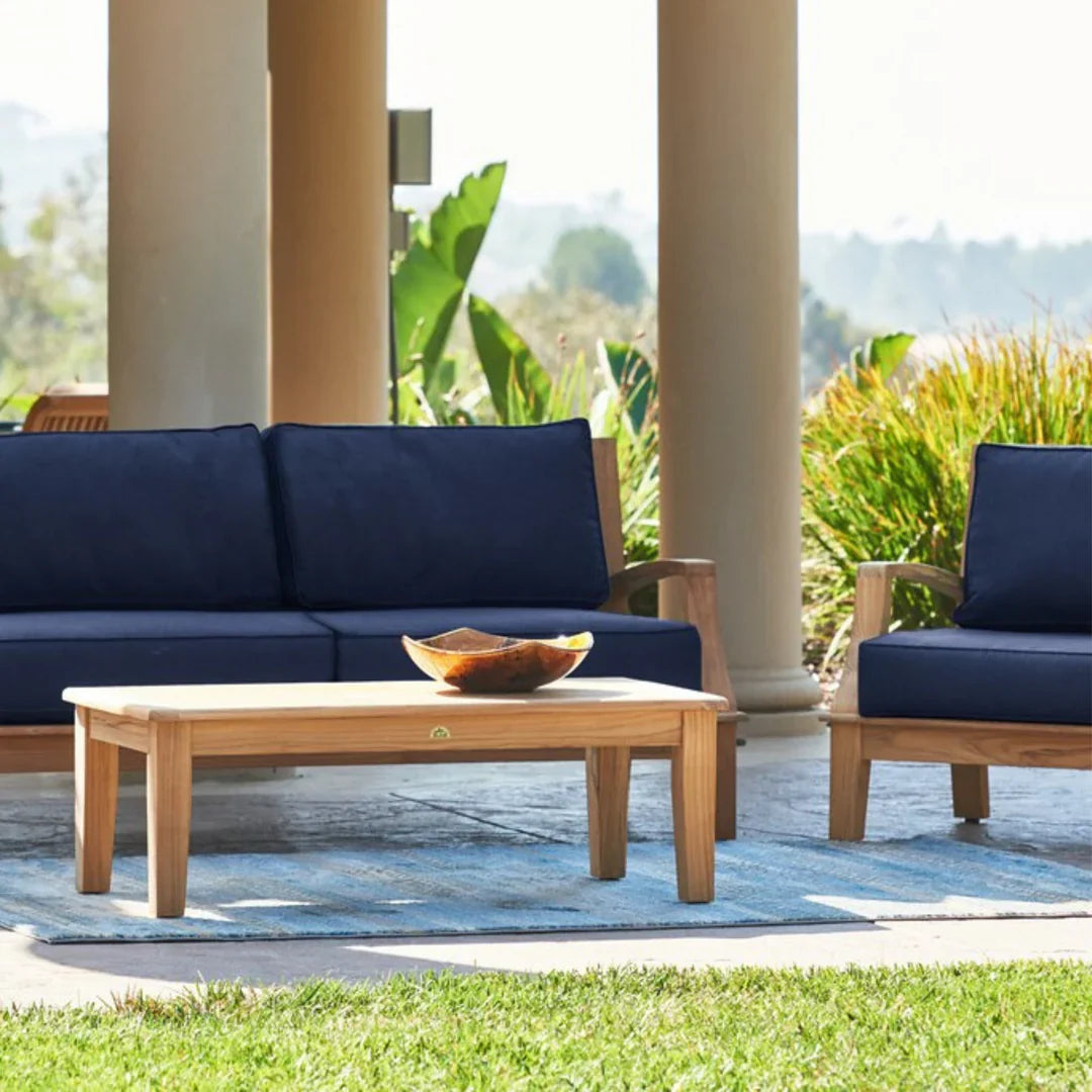 Grande Teak Deep Outdoor Couch with Sunbrella Cushions