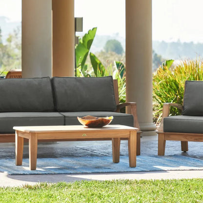 Grande Teak Deep Outdoor Couch with Sunbrella Cushions