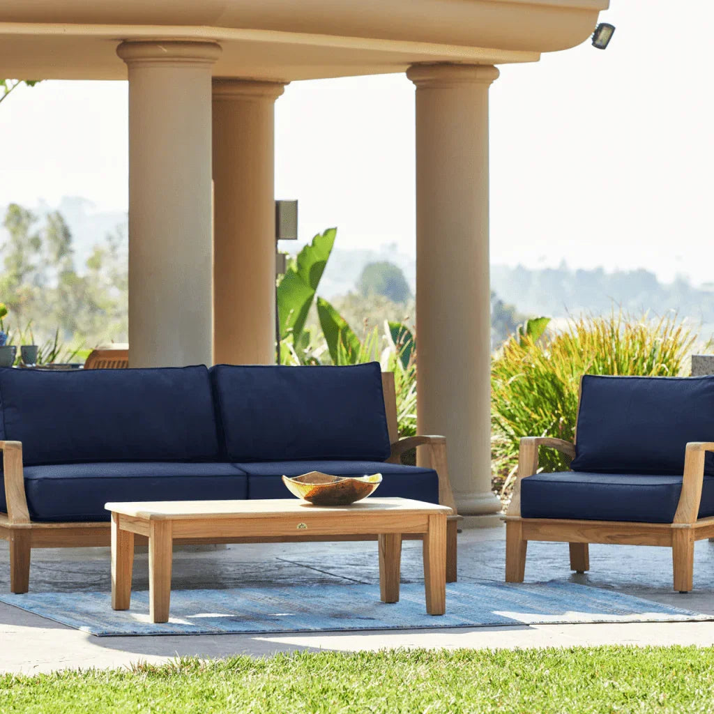 Grande Teak Patio Deep Sofa Set with Sunbrella Cushion 4PC