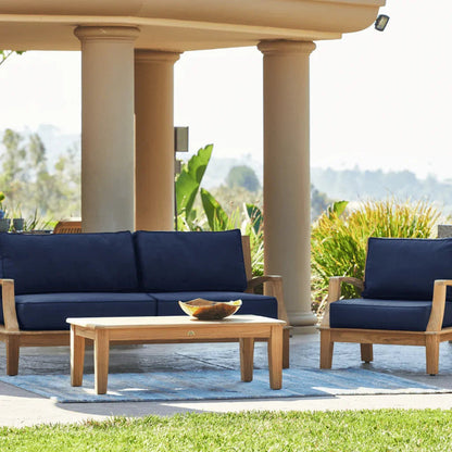 Grande Teak Patio Deep Sofa Set with Sunbrella Cushion 4PC