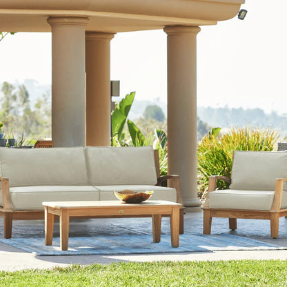 Grande Teak Patio Deep Sofa Set with Sunbrella Cushion 4PC