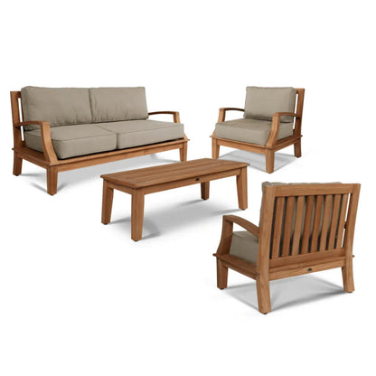 Grande Teak Patio Deep Sofa Set with Sunbrella Cushion 4PC