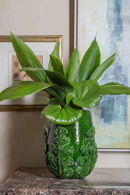Grecco Green Ceramic Leaf Vase