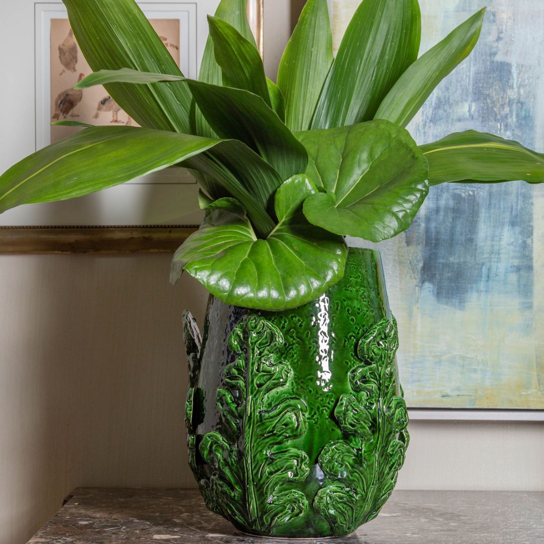 Grecco Green Ceramic Leaf Vase