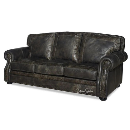 Grey Croc Western Couch Grey Alligator Embossed Leather