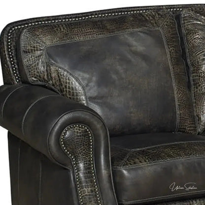 Grey Croc Western Couch Grey Alligator Embossed Leather
