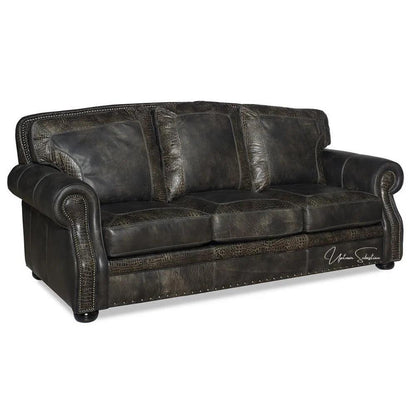 Grey Croc Western Couch Grey Alligator Embossed Leather