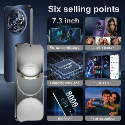 Newly Designed 30 5G Smartphone Large HD Screen 16GB +1TB Dual Card Dual Standby Decacore CPU Phones Mobile Android Gaming