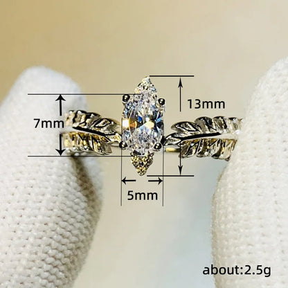 Q277 White Gold Marquise Cut Diamond Ring Natural G Color Women's Romantic Engagement Ring