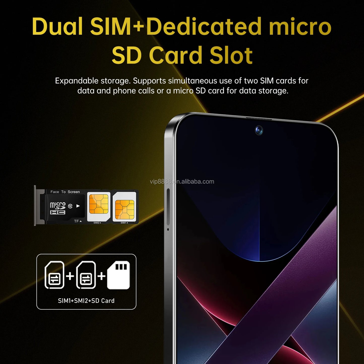 Real High Quality X7 Pro 16+1TB Smartphone Hot Selling 7.3 Inch Big Screen Cheap Android 14 Cellphones Smart Phones