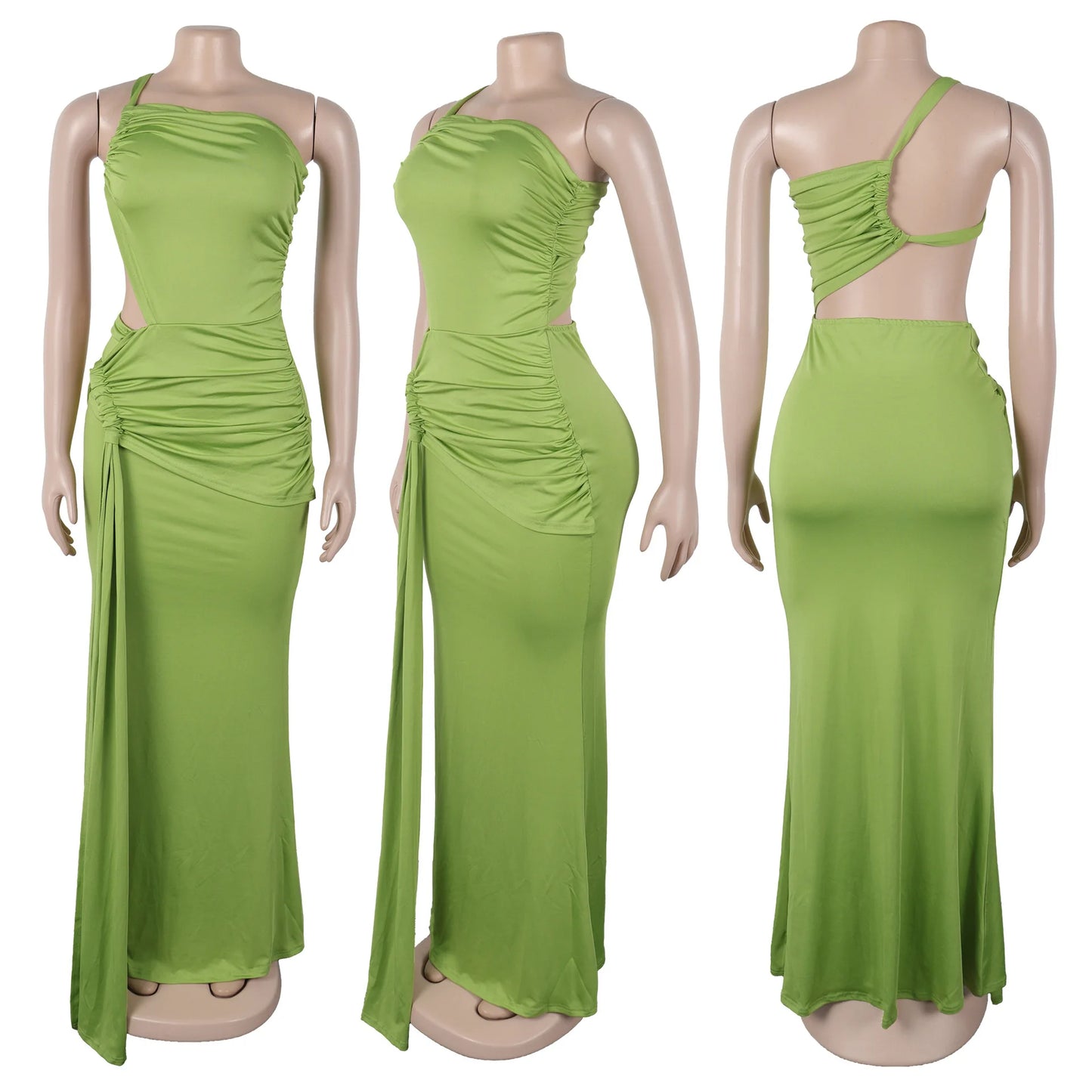 563 Chic Design Fashion Women Clothing One-shoulder Strapless Backless Dress Pleated Long Dress for Women