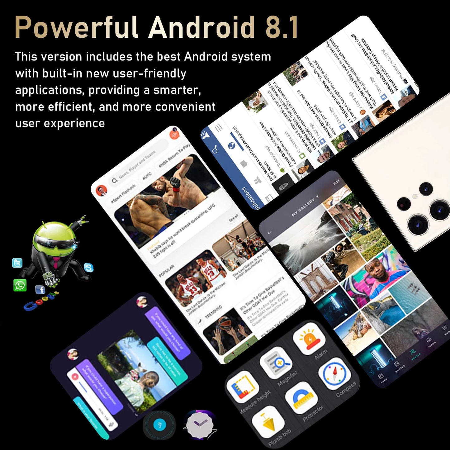 6.8-inch S24 Ultra 3GB+64GB Smartphone 6.8inch Phone Wholesale Telephone Face Recognition Fingerprint Android 12 4+64GB