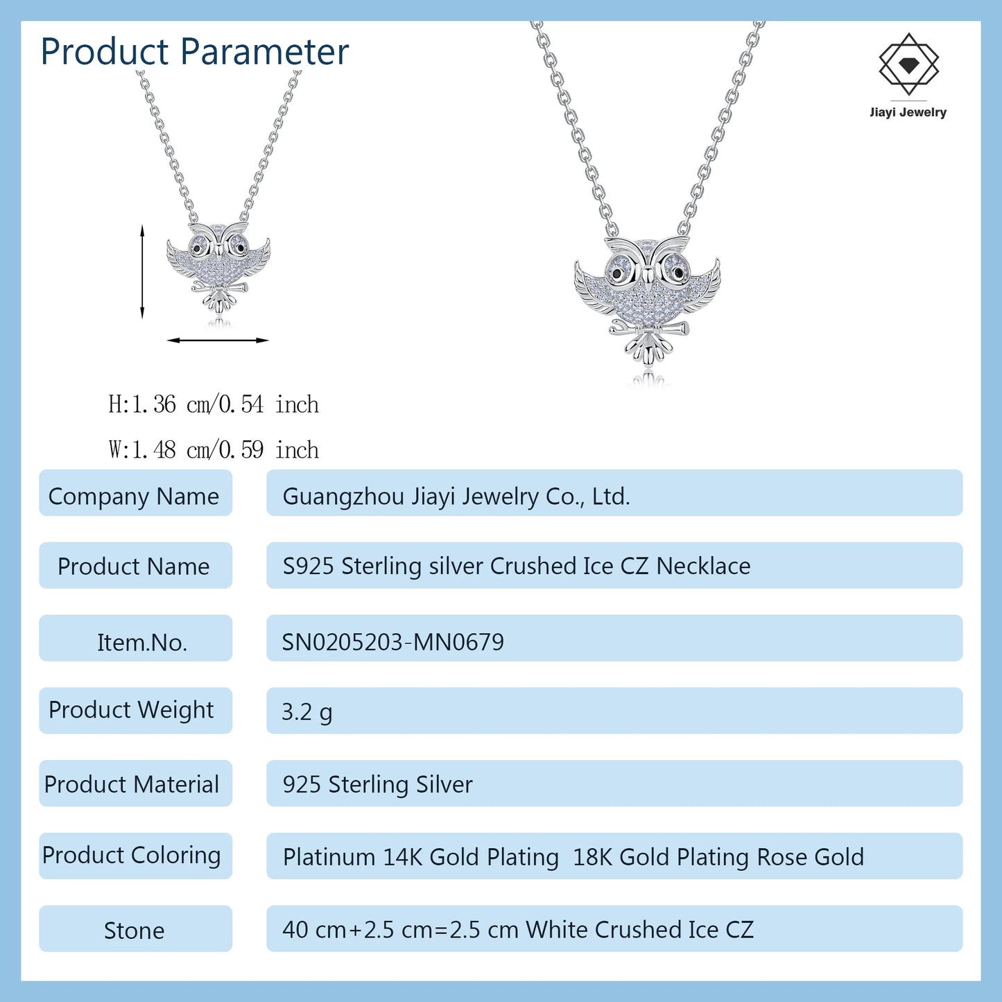 S925 Sterling Silver Owl Pendant Necklace for Women Full Paved Cubic Zirconia CZ Owl Necklace Fashion Jewelry Gift