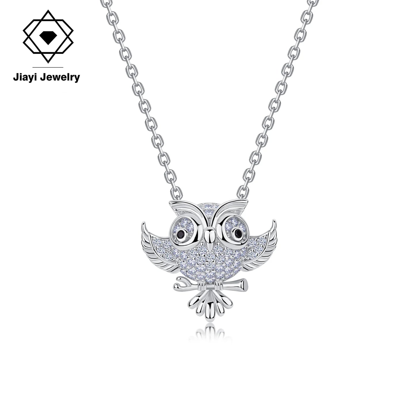 S925 Sterling Silver Owl Pendant Necklace for Women Full Paved Cubic Zirconia CZ Owl Necklace Fashion Jewelry Gift