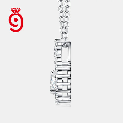 Hot Selling Double Halo 4 Prong Setting 925 Sterling Silver Moissanite Pendant Necklace D Color VVS1 Bridal Necklace