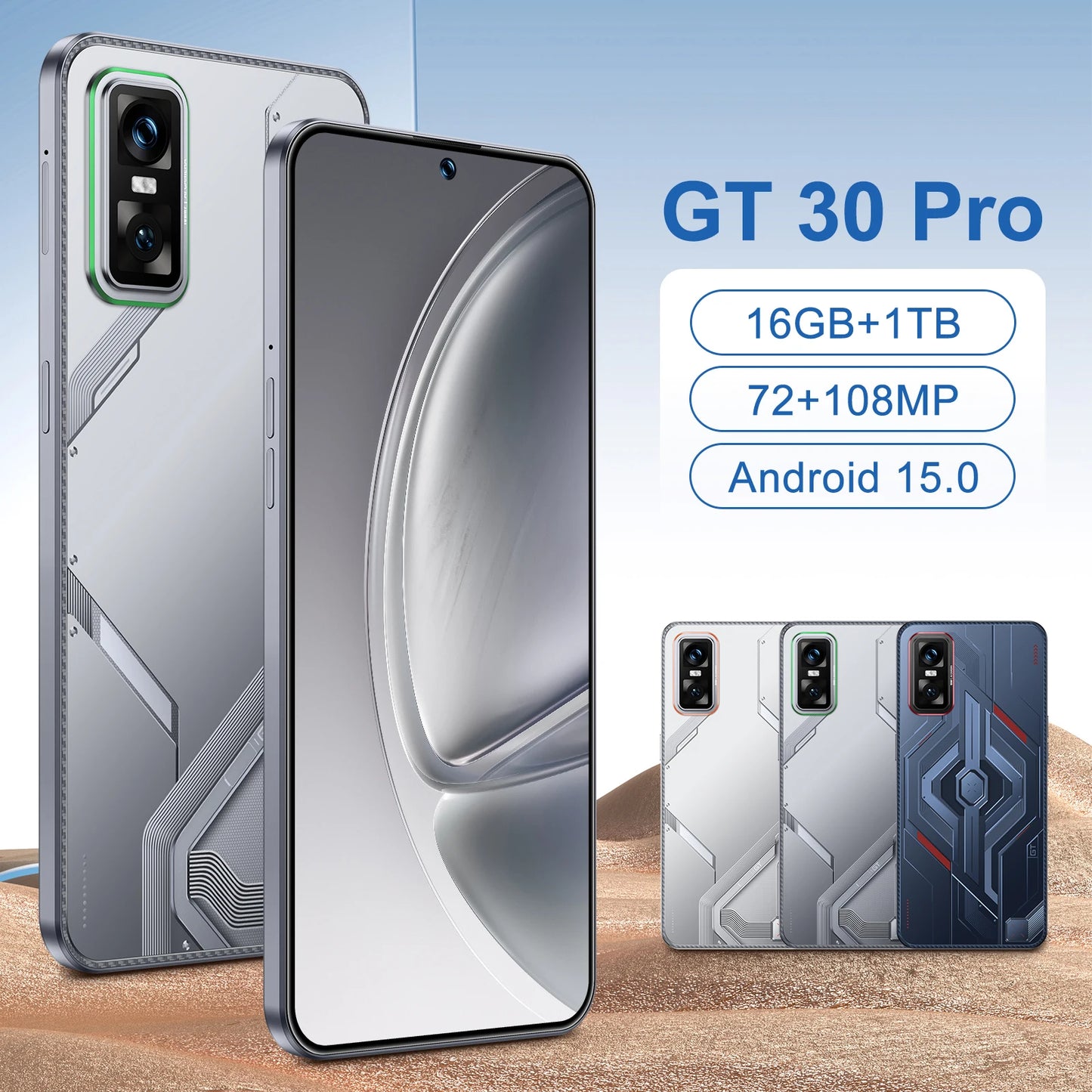 2025 Original GT30 Pro 5G Smartphone 16GB+1TB 7.3 Inch Deca Core 108MP LED 4K Android Mobile Phones Unlocked Dual SIM