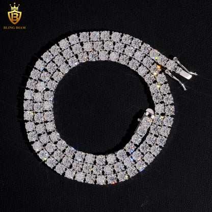 Hot Sale GRA Certificate Hip Hop 925 Sterling Silver 3mm Tennis Necklace Bracelet VVS Moissanite Tennis Chain