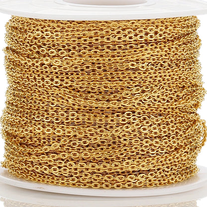 10Meters/Roll Stainless Steel Gold Chain O Shape Cross Chains for DIY Jewelry Making