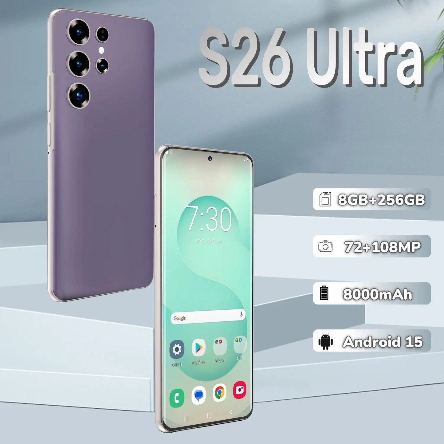 Sell Well Very Friendly Factory Price S26 Ultra Smartphone 8GB+256GB Unlocked Dual Card 7.3 Inches Screen Mobile Phones