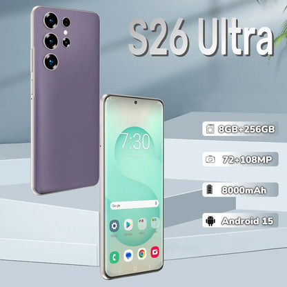 Sell Well Very Friendly Factory Price S26 Ultra Smartphone 8GB+256GB Unlocked Dual Card 7.3 Inches Screen Mobile Phones