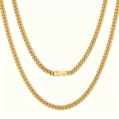 USA Real 18K Gold Filled Chain Jewelry Gifts Stainless Steel 5mm Solid Diamond-Cut Miami Cuban Link Curb Necklace for Men Women