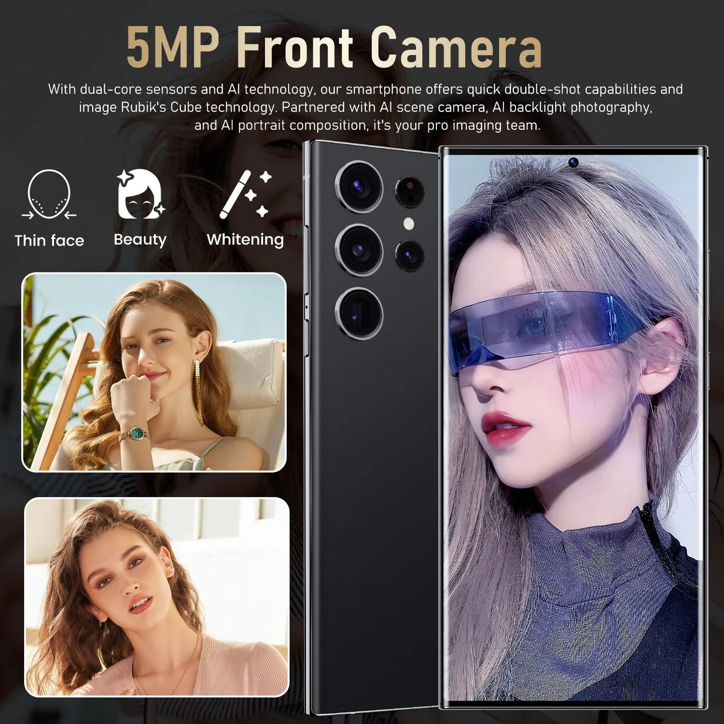 6.8-inch S24 Ultra 3GB+64GB Smartphone 6.8inch Phone Wholesale Telephone Face Recognition Fingerprint Android 12 4+64GB