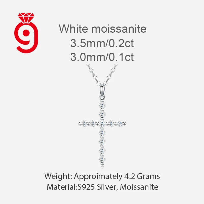 Hot Selling  Pave Set Cross Pendant 925 Sterling Silver Moissanite Necklace D Color VVS1 Sparkling Moissanite Necklace