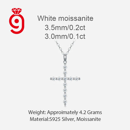 Hot Selling  Pave Set Cross Pendant 925 Sterling Silver Moissanite Necklace D Color VVS1 Sparkling Moissanite Necklace