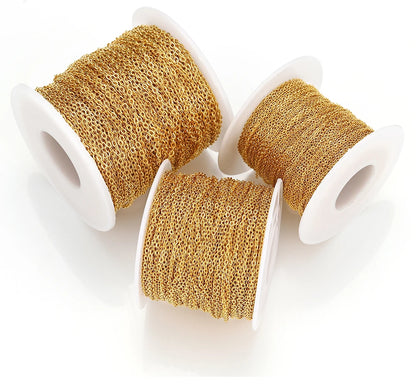 10Meters/Roll Stainless Steel Gold Chain O Shape Cross Chains for DIY Jewelry Making