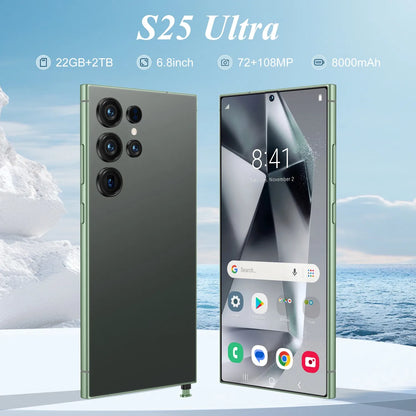 22G+2TB S25 Ultra Factory Price Big Screen Version Android 5G Smartphone Dual-SIM HD Unlocked Phones Built-in Pen 108MP